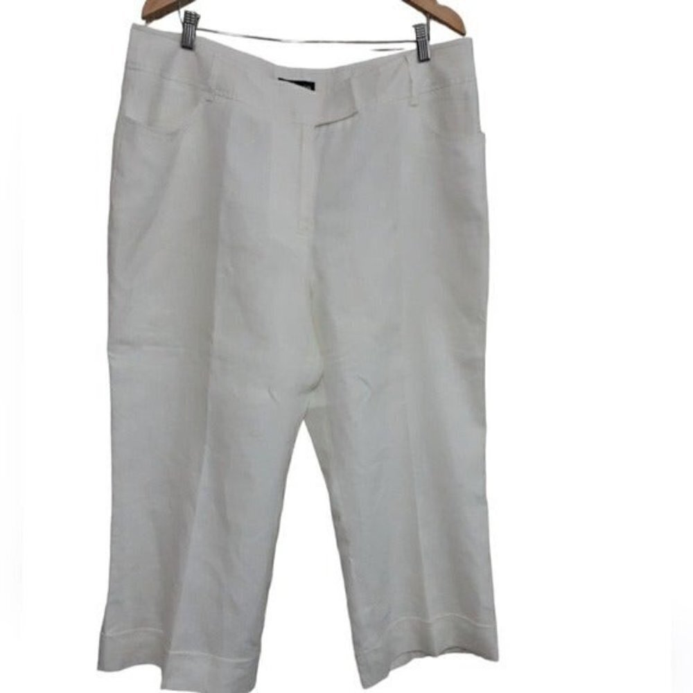 Style & Co pant women 18W straight linen Cropped Casual Vacation Beach Resort